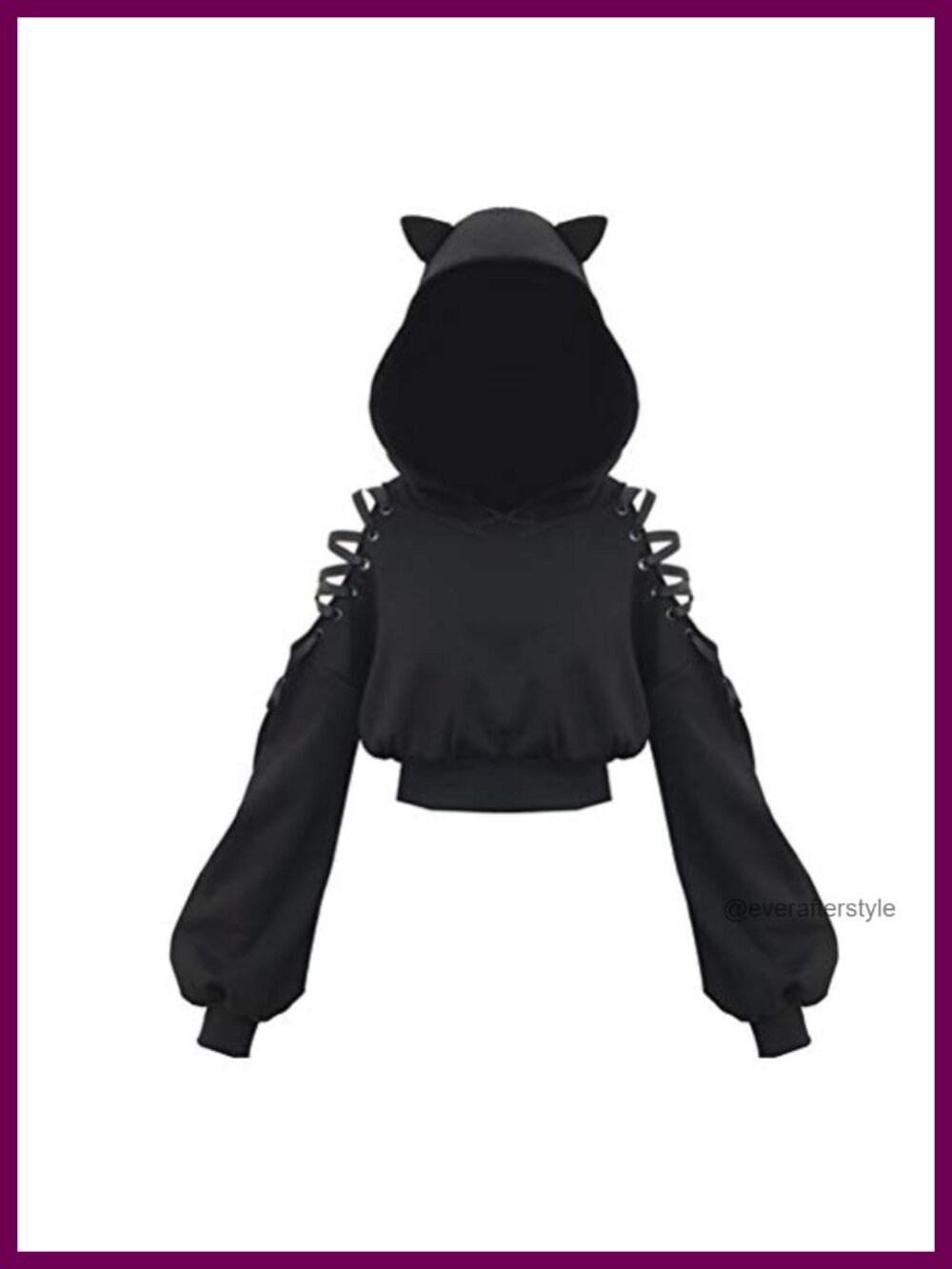 Womens Crop Top Hoodie Cat Ear Off Shoulder Pullover Sweatshirt